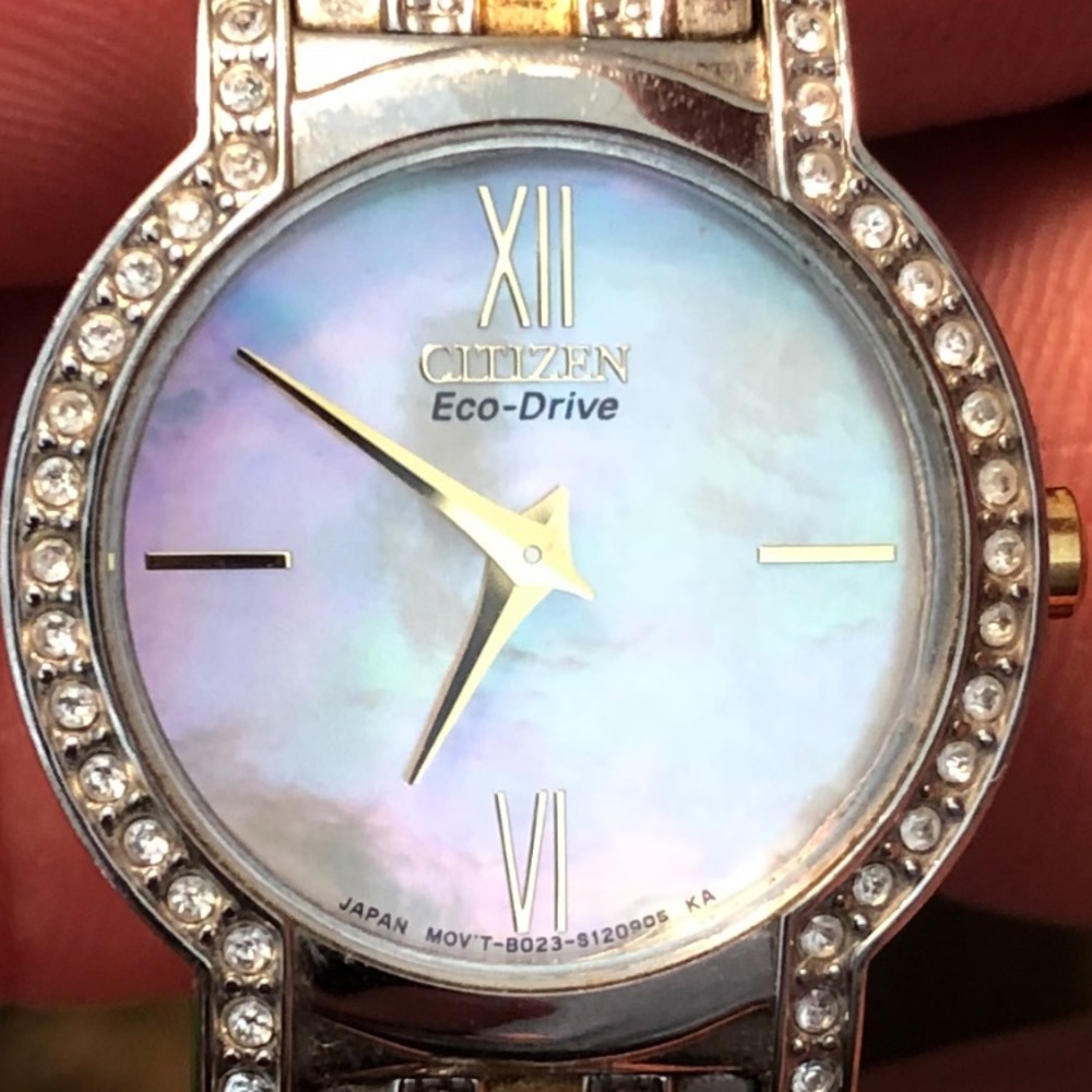 Citizen Eco drive mother of pearl silhouette watch